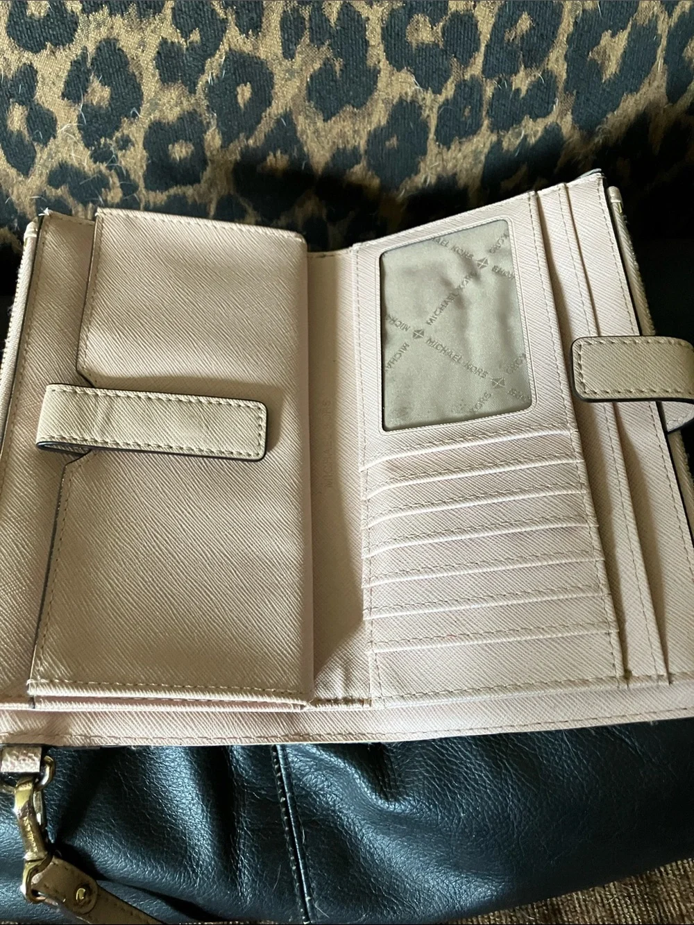 Michael Kors Blush Pink Wristlet Clutch with Gold Logo